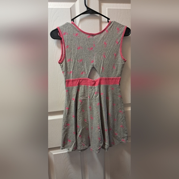 Childrens Place Gray/Pink Flamingo Dress Sz L(10-12) - Picture 2 of 3